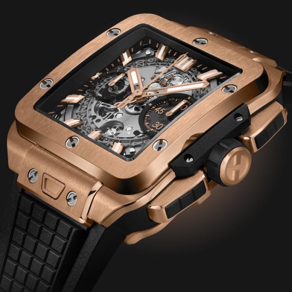 Hublot Square Bang Men Automatic Skeleton Rubber Watch 821.OX.0180.RX