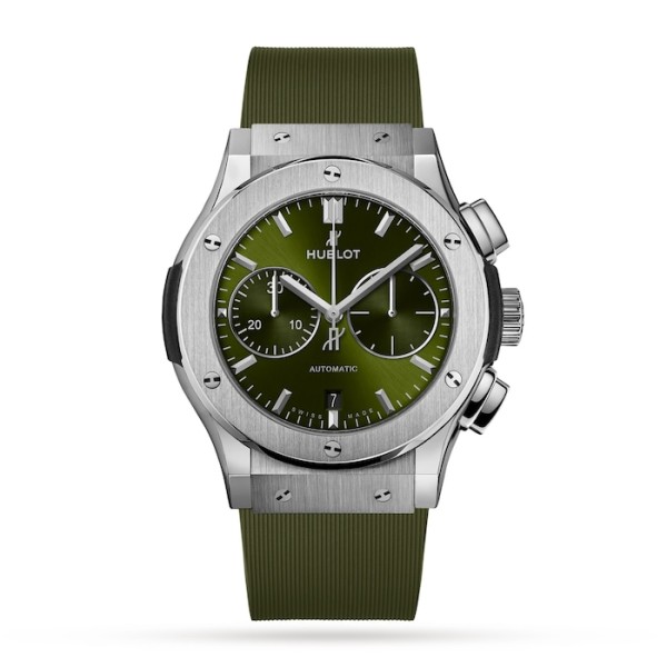 Hublot Classic Fusion Men Automatic Green Rubber Watch 521.NX.8970.RX